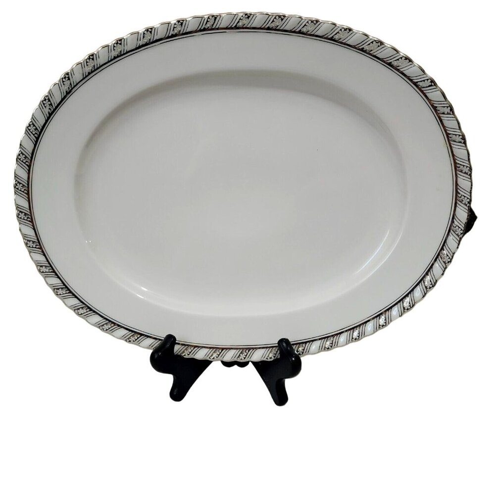 Franconia K&A Krautheim Palladina Oblong Platter 13.5" vtg silver ruffled rim
